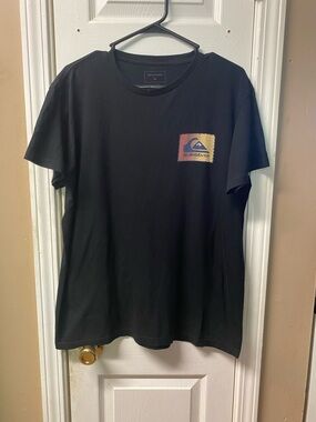 Quiksilver Black Short-Sleeve Tee with Multicolor Chest Logo